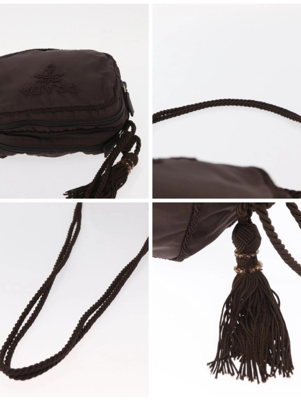 PRADA Shoulder Bag Nylon Brown Gold Auth gh1558 - Picture 16 of 16